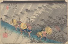 Sudden Shower at Shono, from the series Fifty-three Stations of the Tokaido, 1834-35., 1834-35. Creator: Ando Hiroshige