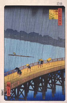 Sudden Shower Over Shin-Ohashi Bridge and Ataker after 1856. Creator: Ando Hiroshige
