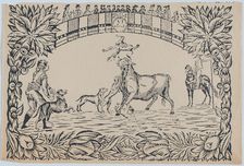 Suerte VI: The torero's assistant sets dogs on the bull, ca. 1850-80., ca. 1850-80. Creator: Anon
