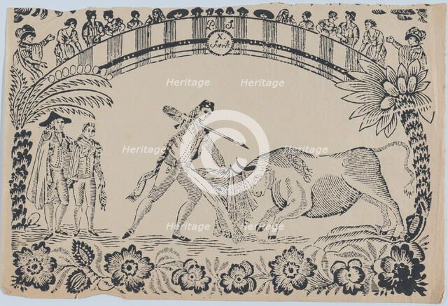 Suerte X: A torero prepares to stab the bull, ca. 1850-80., ca. 1850-80. Creator: Anon.
