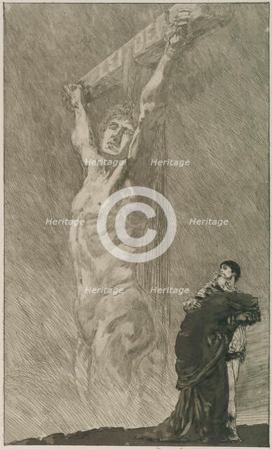 Suffer!, plate fourteen from A Life, 1884. Creator: Max Klinger.