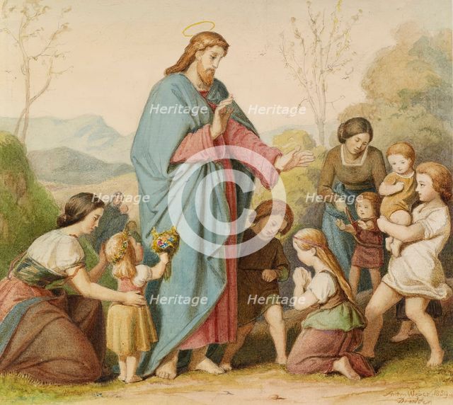 Suffer the Little Children, 1859. Creator: Anton Weber.