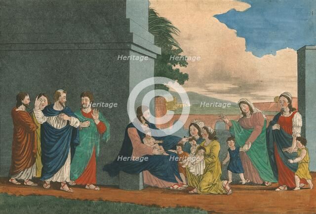 Suffer the little children, (19th century?). Artists: Weenix, N v d Linden.