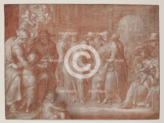 Suffer the Little Children to Come Unto Me, c1621. Creator: Joachim Anthonisz Wtewael.