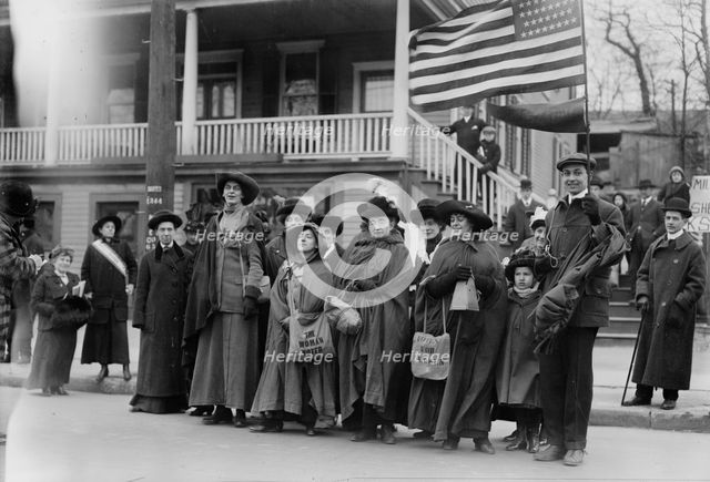 Suffrage hike to Albany, 1/1/14, 1914. Creator: Bain News Service.