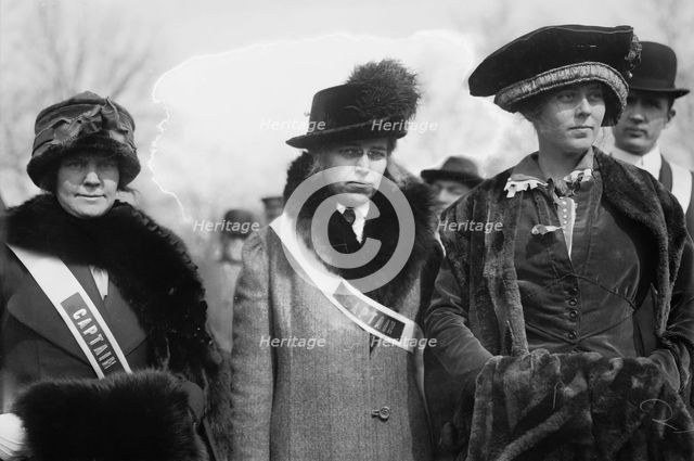Suffrage parade - Mrs. Mary Bair, Mr[s]. W. Albert Wood, and Mrs. R.S. [i.e., Richard Coke]..., 1913 Creator: Bain News Service.