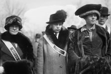 Suffrage parade - Mrs. Mary Bair, Mr[s]. W. Albert Wood, and Mrs. R.S. [i.e., Richard Coke]..., 1913 Creator: Bain News Service