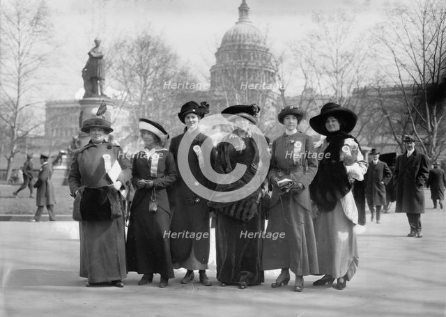 Suffrage paraders: Mrs. McLennan, Mrs. Althea Taft, Mrs. Lew Bridges, Mrs. Burleson..., 1913. Creator: Bain News Service.