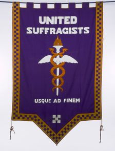 Suffragette banner, c1910. Creator: Unknown