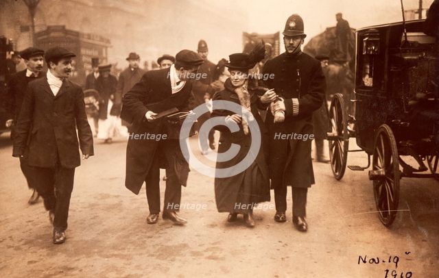Suffragette being arrested, 19th November 1910. Creator: Unknown.