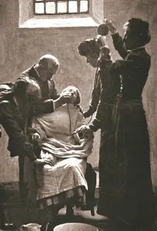 Suffragette being force fed with the nasal tube in Holloway Prison, London, 1909. Creator: Unknown