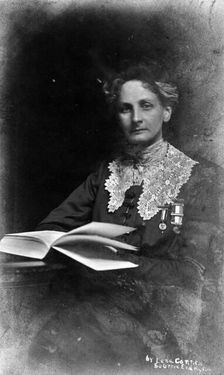 Suffragette, Lady Constance Lytton wearing a prison number badge and hunger strike medal, c1912
