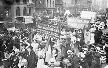 Suffragettes on their way to Women's Sunday, 21st June 1908. Creator: Unknown