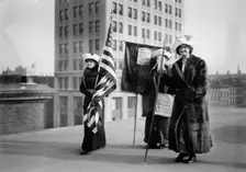 Suffragettes with flag, between c1910 and c1915. Creator: Bain News Service