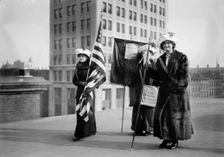 Suffragettes with flag, between c1910 and c1915. Creator: Bain News Service