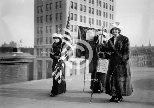Suffragettes with flag, between c1910 and c1915. Creator: Bain News Service.