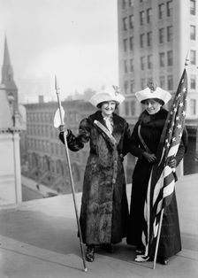 Suffragettes with flag, between c1910 and c1915. Creator: Bain News Service