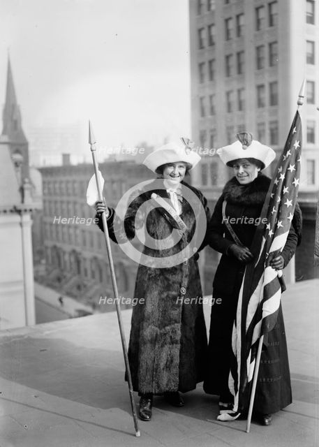 Suffragettes with flag, between c1910 and c1915. Creator: Bain News Service.