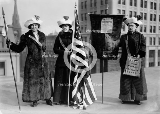 Suffragettes with flag, between c1910 and c1915. Creator: Bain News Service.