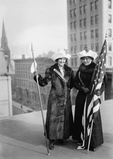 Suffragettes with flag, between c1910 and c1915. Creator: Bain News Service