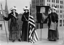 Suffragettes with flag, between c1910 and c1915. Creator: Bain News Service