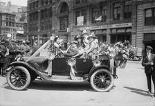 Suffragists selling flowers, (Mrs. Spinack's car), 1916. Creator: Bain News Service