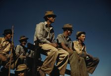 Sugar cane workers resting at the noon hour, Rio Piedras, Puerto Rico, 1941. Creator: Jack Delano