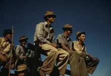 Sugar cane workers resting at the noon hour, Rio Piedras, Puerto Rico, 1941. Creator: Jack Delano