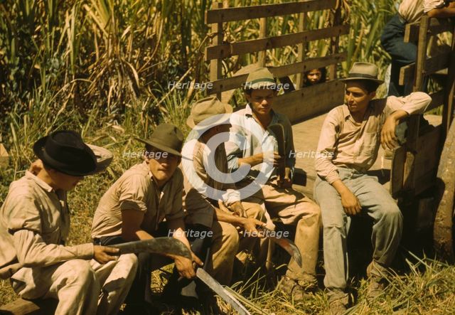 Sugar cane workers resting, Rio Piedras, Puerto Rico, 1941. Creator: Jack Delano.