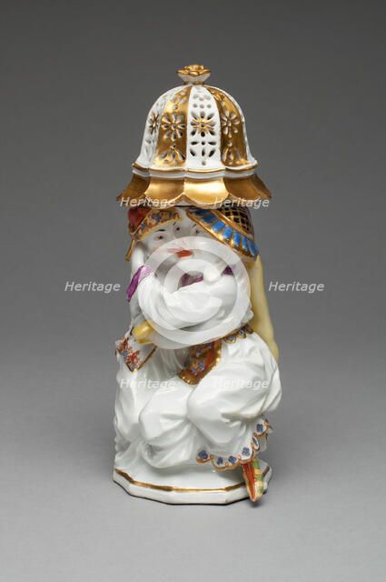 Sugar Caster with Cover (one of a pair), Meissen, c. 1737. Creator: Meissen Porcelain.