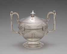 Sugar bowl with lid for the Medallion pattern tea and coffee service, 1864-1867. Creators: George Wilkinson, Gorham Manufacturing Company, J.E. Caldwell & Co