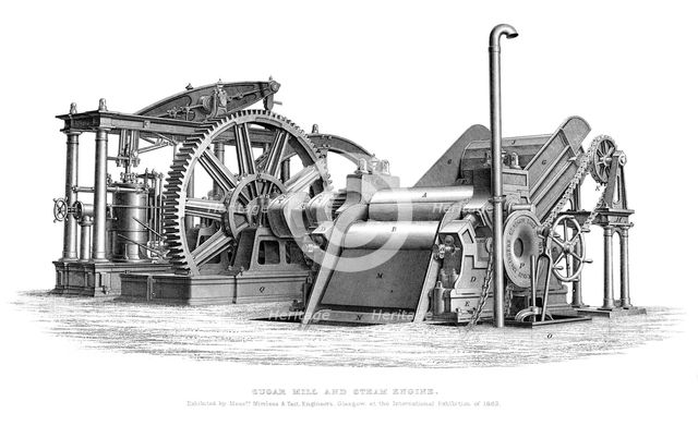 Sugar Mill and Steam Engine, 1866. Artist: Unknown