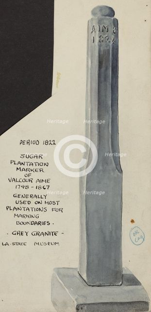 Sugar Plantation Marker, 1935/1942. Creator: Unknown.