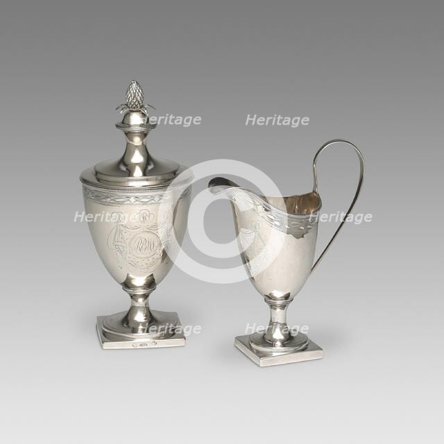 Sugar Urn and Cream Pot, c. 1793. Creator: Daniel Van Voorhis.