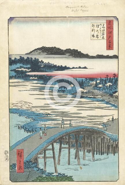 Sugatami Bridge, Omokage Bridge, and Jariba at Takata, 1857. Creator: Ando Hiroshige.