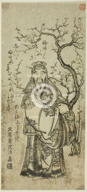 Sugawara Michizane crossing to China (Toto Tenjin), Japan, c. 1770s. Creator: Kitao Shigemasa.