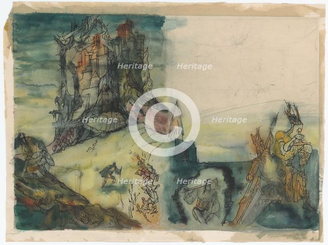 Suggestion for the cover for the fairy tale The Haunted Castle, 1940-1944. Creator: Ján Novák.