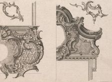 Suggestion for the Decoration of Lower Right and Top Right of a Framel, Pla..., Printed ca. 1750-56. Creator: Jeremias Wachsmuth