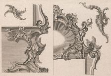 Suggestion for the Decoration of Lower Right and Top Right of a Framel, Pla..., Printed ca. 1750-56. Creator: Jeremias Wachsmuth