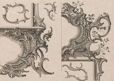 Suggestion for the Decoration of Lower Right and Top Right of a Framel, Pla..., Printed ca. 1750-56. Creator: Jeremias Wachsmuth