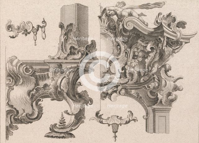 Suggestion for the Decoration of Lower Right and Top Right of an Altar Fram..., Printed ca. 1750-56. Creator: Wolffgang Christoph Mayr.