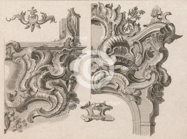Suggestion for the Decoration of Lower Right and Top Right of an Altar Fram..., Printed ca. 1750-56. Creator: Wolffgang Christoph Mayr.