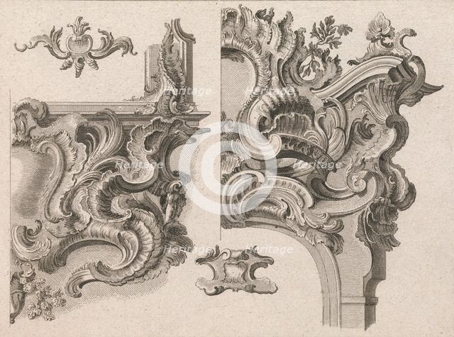 Suggestion for the Decoration of Lower Right and Top Right of an Altar Fram..., Printed ca. 1750-56. Creator: Wolffgang Christoph Mayr.