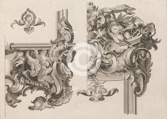 Suggestion for the Decoration of Lower Right and Top Right of an Altar Fram..., Printed ca. 1750-56. Creator: Wolffgang Christoph Mayr.