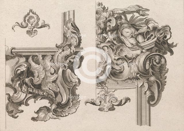 Suggestion for the Decoration of Lower Right and Top Right of an Altar Fram..., Printed ca. 1750-56. Creator: Wolffgang Christoph Mayr.
