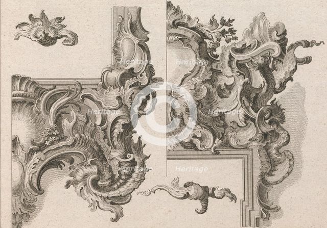 Suggestion for the Decoration of Lower Right and Top Right of an Altar Fram..., Printed ca. 1750-56. Creator: Wolffgang Christoph Mayr.