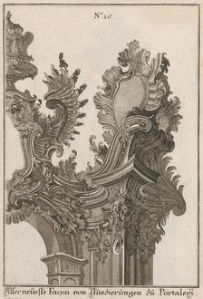 Suggestion for the Decoration of Top Right Side of Portal, Plate 1 from Al..., Printed ca. 1750-56. Creator: Jeremias Wachsmuth