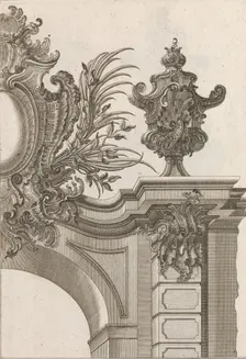 Suggestion for the Decoration of Top Right Side of Portal, Plate 3 from Al..., Printed ca. 1750-56. Creator: Jeremias Wachsmuth