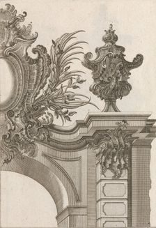 Suggestion for the Decoration of Top Right Side of Portal, Plate 3 from Al..., Printed ca. 1750-56. Creator: Jeremias Wachsmuth