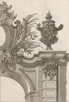 Suggestion for the Decoration of Top Right Side of Portal, Plate 3 from Al..., Printed ca. 1750-56. Creator: Jeremias Wachsmuth